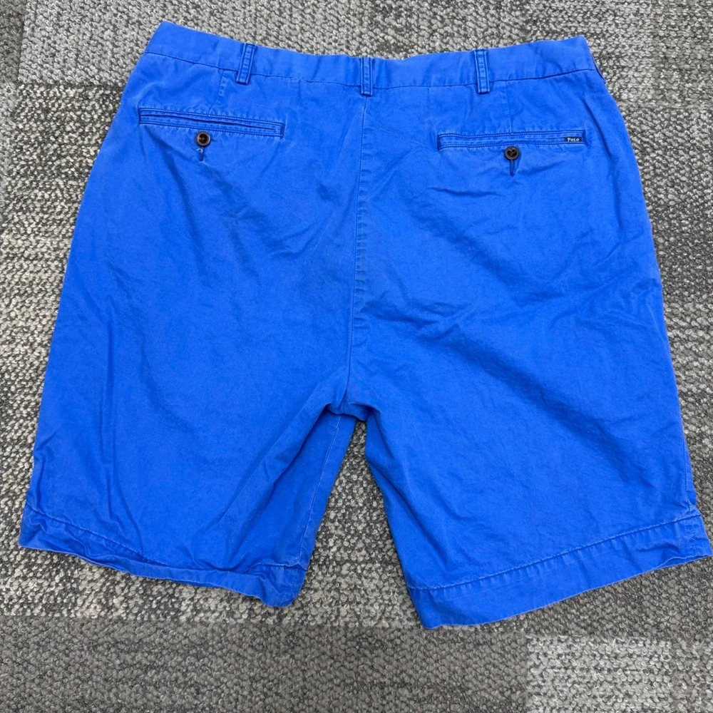 Polo Ralph Lauren Classic Fit Shorts Mens 36 Blue Solid Cotton Chino Twill
